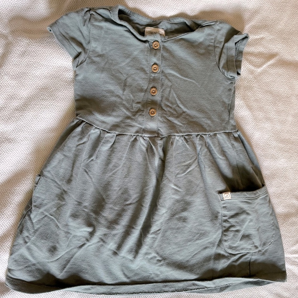 Pale blue French terry cotton dress with pockets size 4T